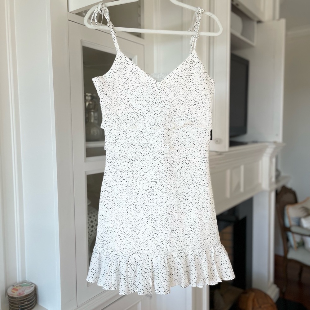 EXPRESS Smocked Tie Strap Ruffle Dress Size L